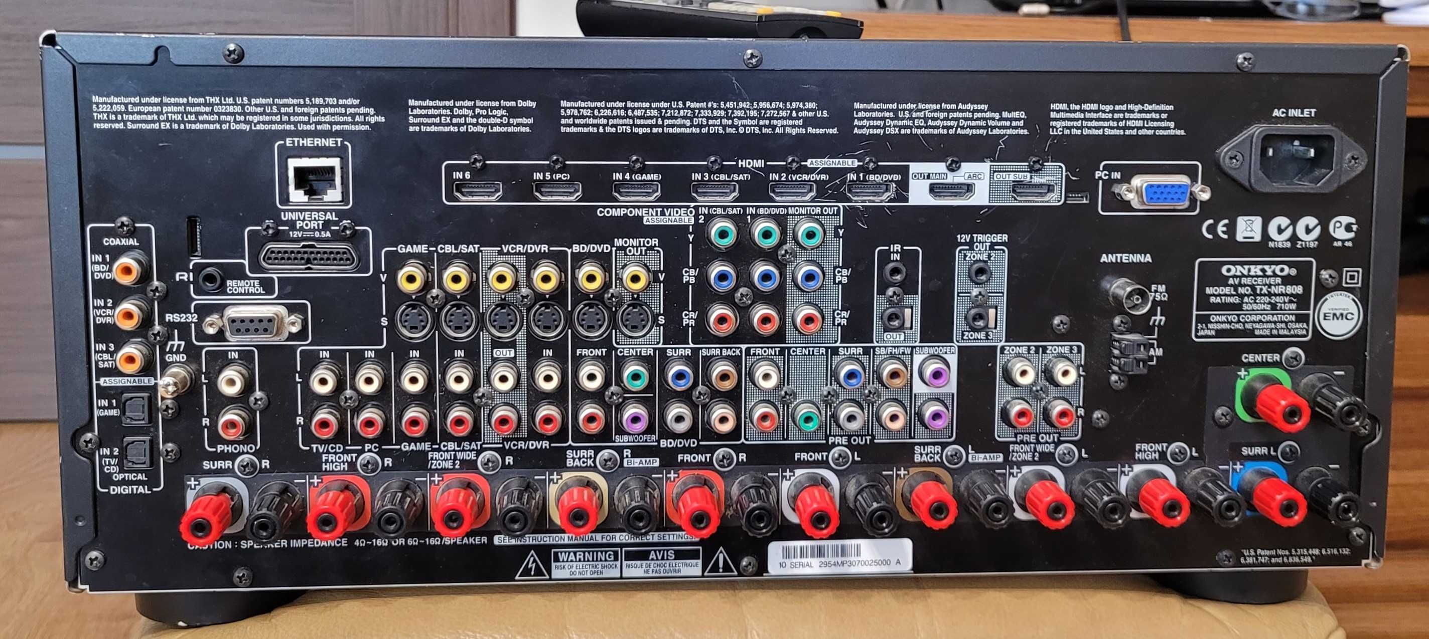 Onkyo TX-NR808 amplituner 7.2 HDMI USB PHONO radio internetowe pilot