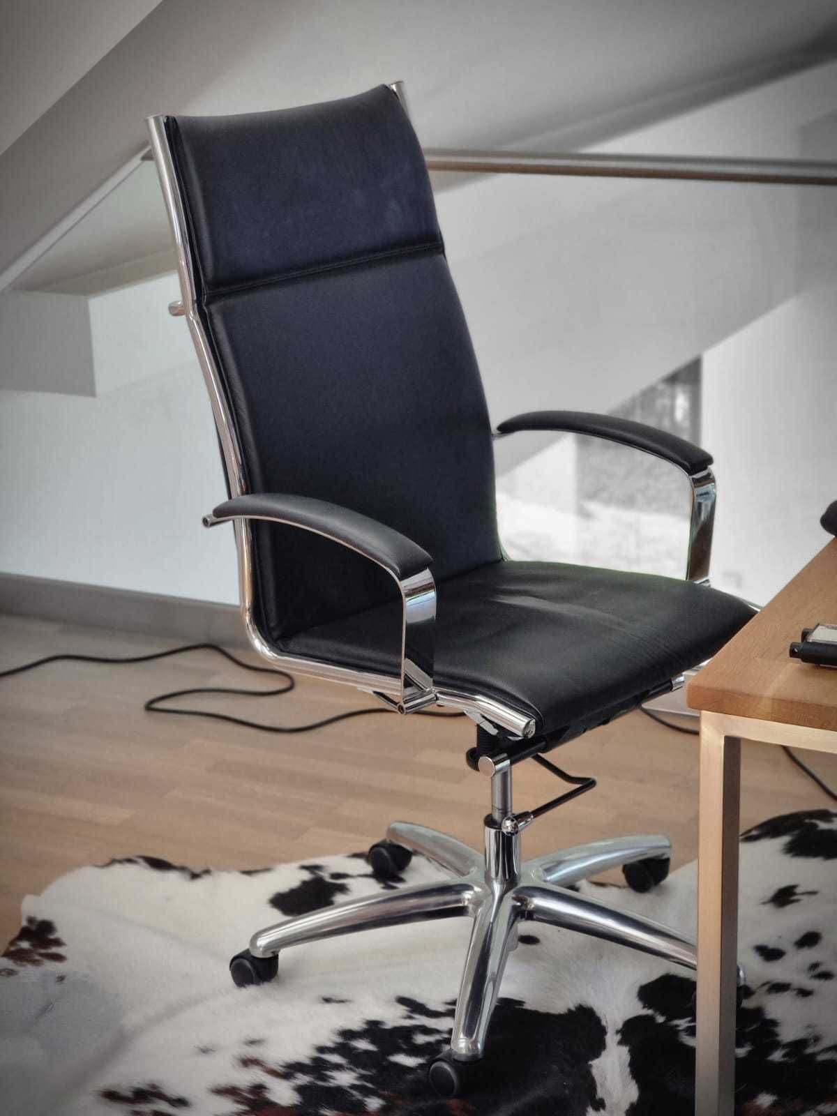 Fotel biurowy obrotowy do biurka eko skóra czarny krzesło biurowe