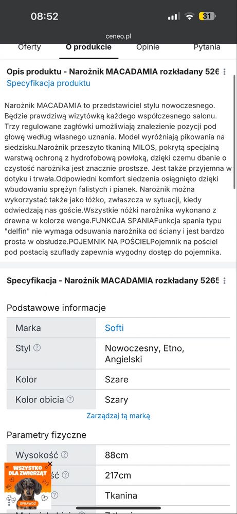 Narożnik Macadamia