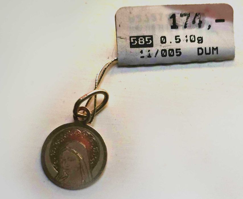 Medalion złoty z Maryja Matka Boska złoto 585 0.510g