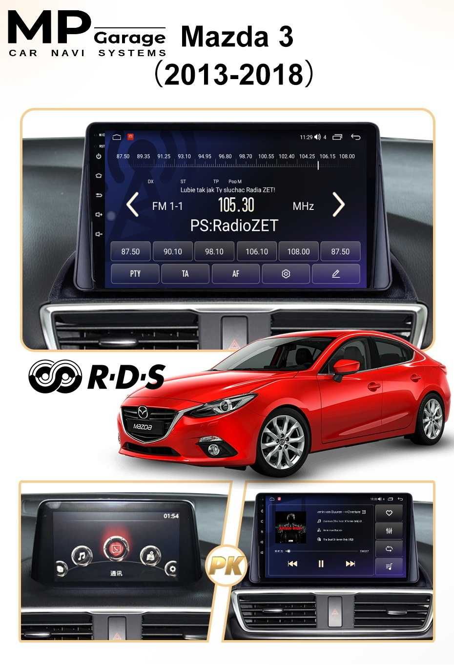 Radio MAZDA_3 BM Android_11 4G Qled CarPlay/AA LTE Montaż