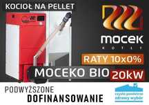 Kocioł na pellet Moceko bio 20 kw, kotły Mocek, piec drewno, 5 klasa