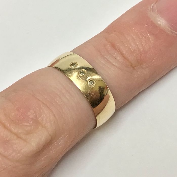 Złota OBRĄCZKA damska 14K 585 zdobiona KAMIENIAMI r. 15