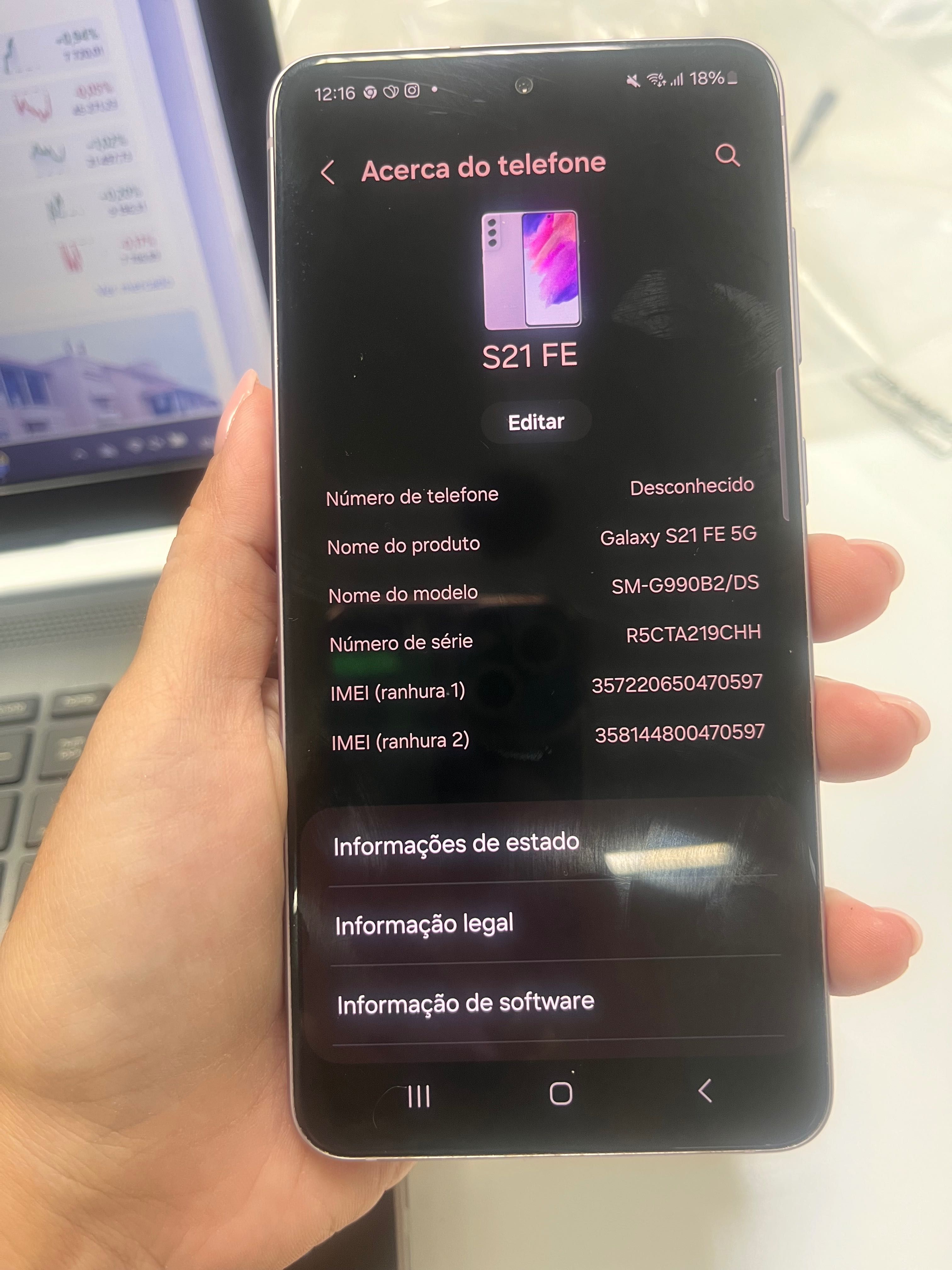 Samsung S21 FE com 256gigas como novo!