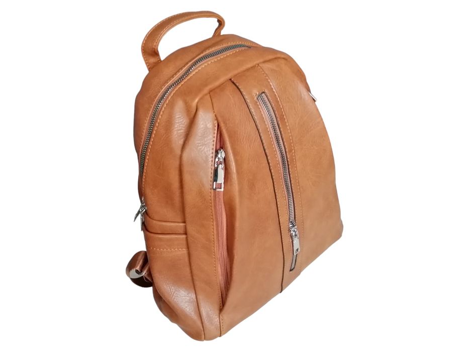 Plecak damski - miejski brązowy średni modny plecak na ramię