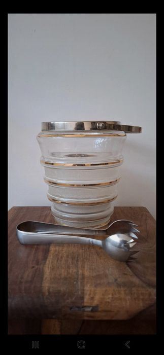 Balde de gelo vintage em vidro