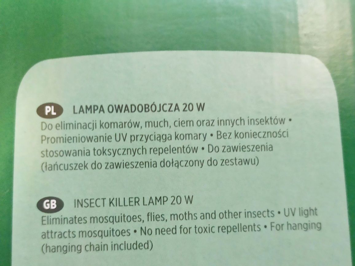 Lampa owadobójcza UV 20W na insekty muchy komary osy