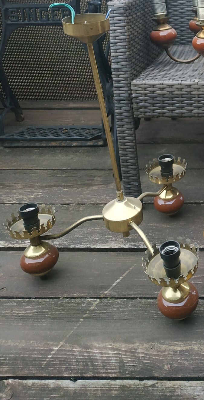 OKAZJA Retro lampa żyrandol mosiądz ZSO POLAM Wieliczka PRL