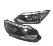 FARÓIS OPTICAS PARA FORD FOCUS MK3 11-14 LUZ DIURNA LED PRETO