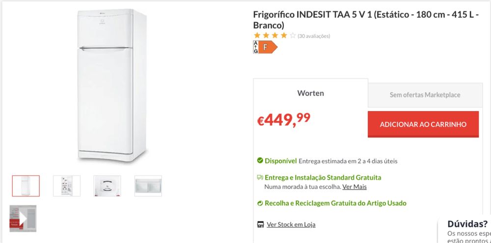 Frigorífico INDESIT TAA 5 V 1 145L 180cm