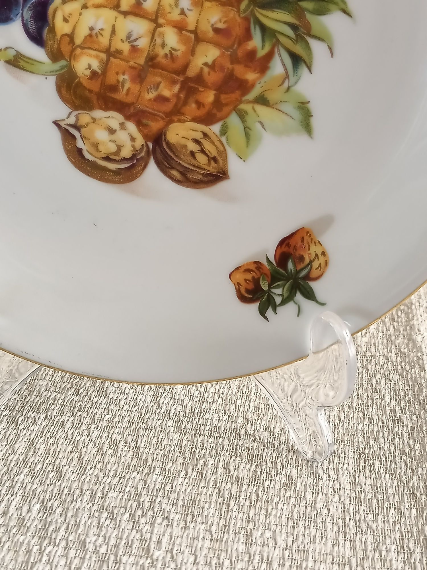 Talerz deserowy Czechoslovakia owoce ananas na ciasto , sery
