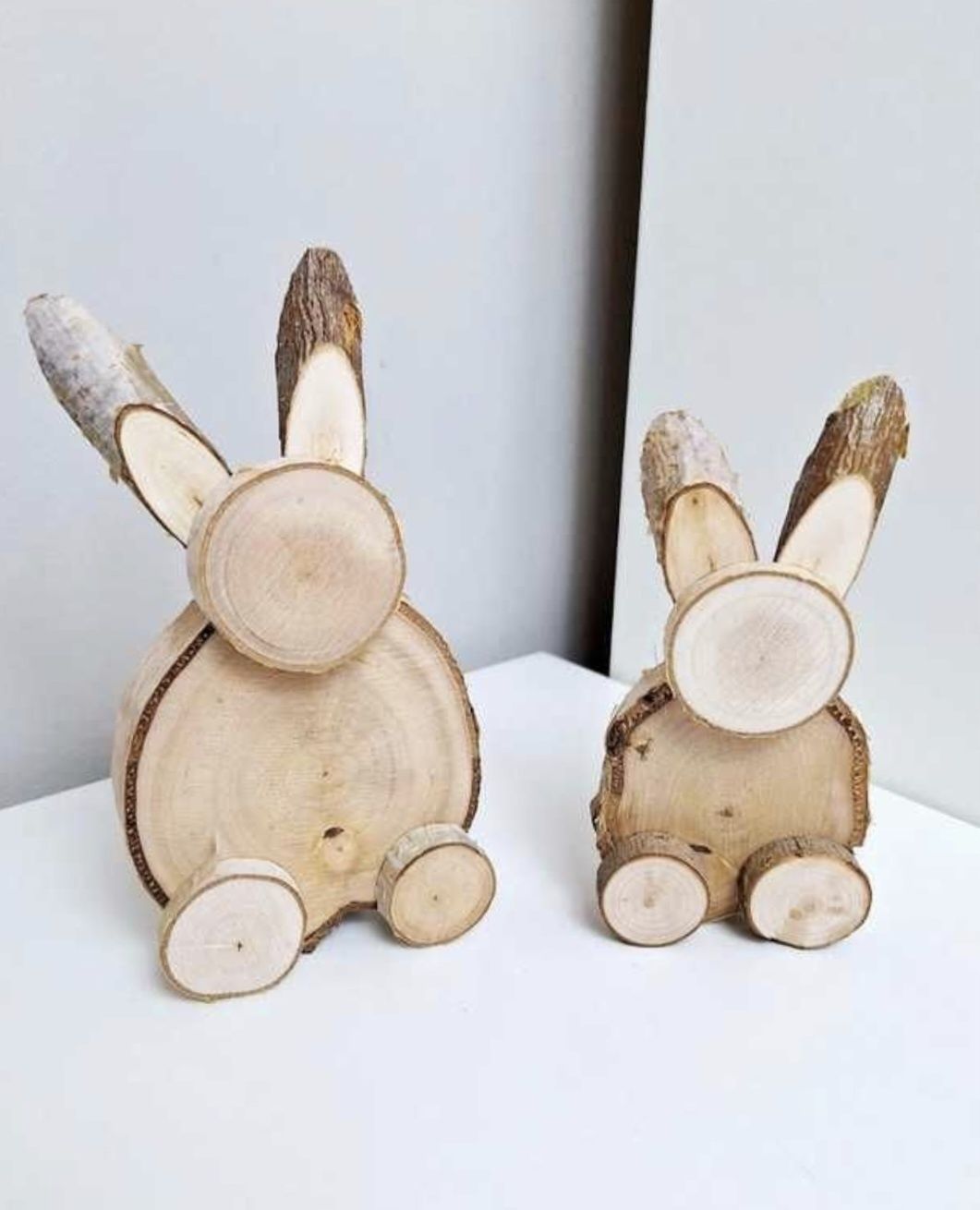 Zajączki wielkanocne drewniane króliki figurki dekoracja zestaw 2 szt
