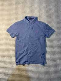 Голубая хлопковая женская футболка поло POLO Ralph Lauren | M размер