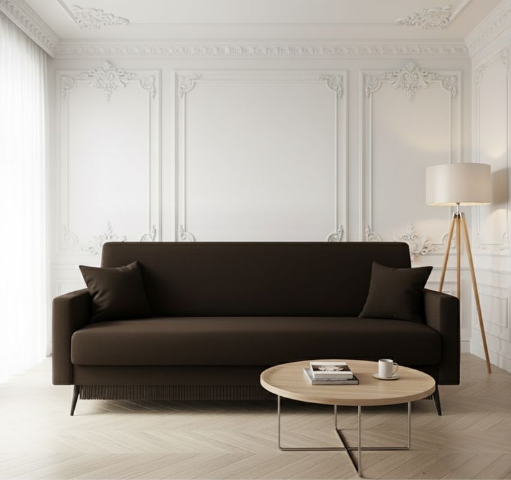 Nowoczesna sofa rozkładana NOWA modny czekoladowy kolor