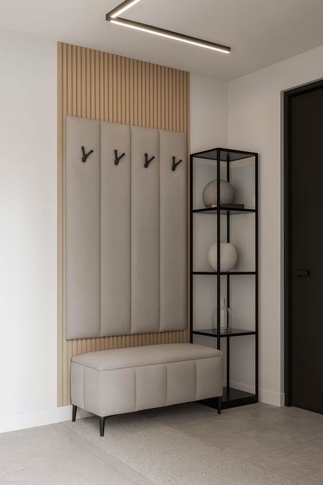GARDEROBA tapicerowana z pufą do przedpokoju, MARABELLA 80, schowek