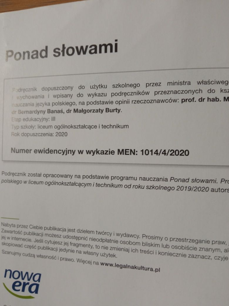 Podręcznik Ponad słowami 2 część 2 zakres podstawowy i rozszerzony