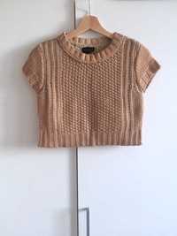 Topshop złoty sweter crop top złoty złoto błyszczący steampunk vintage