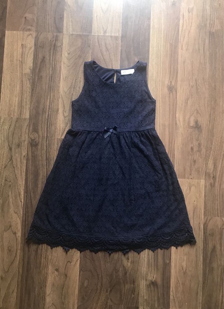 Sukienka dla dziewczynki wyjściowa H&M 134/140 granatowa