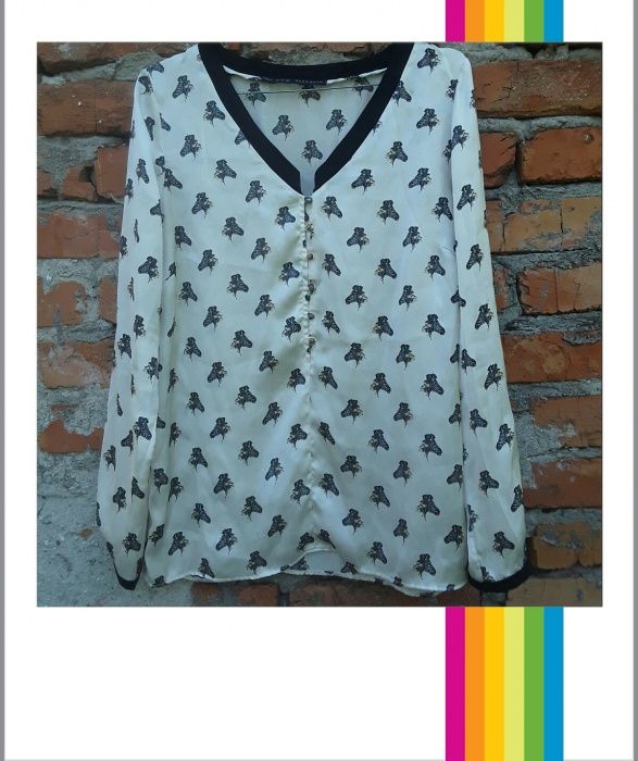 36 Zara блузка (блуза, рубашка, сорочка) с зебрами