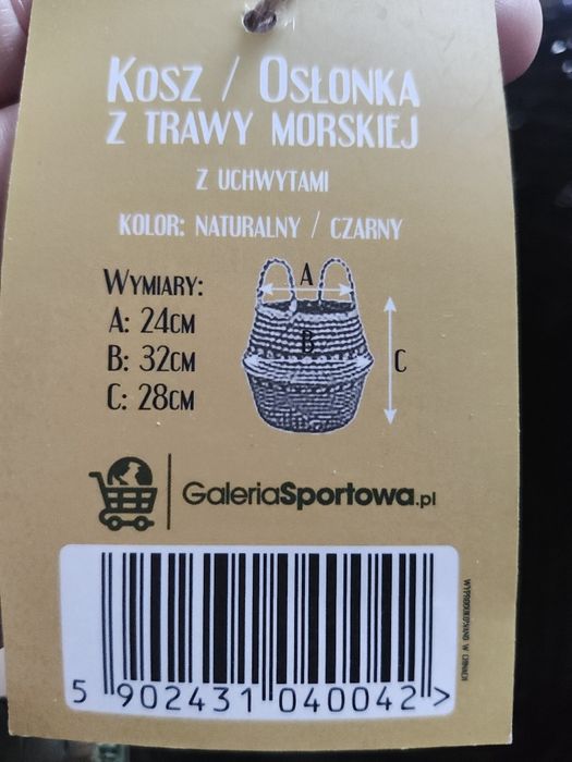 Kosz osłonka z trawy morskiej wysokość 28 cm Saska Garden