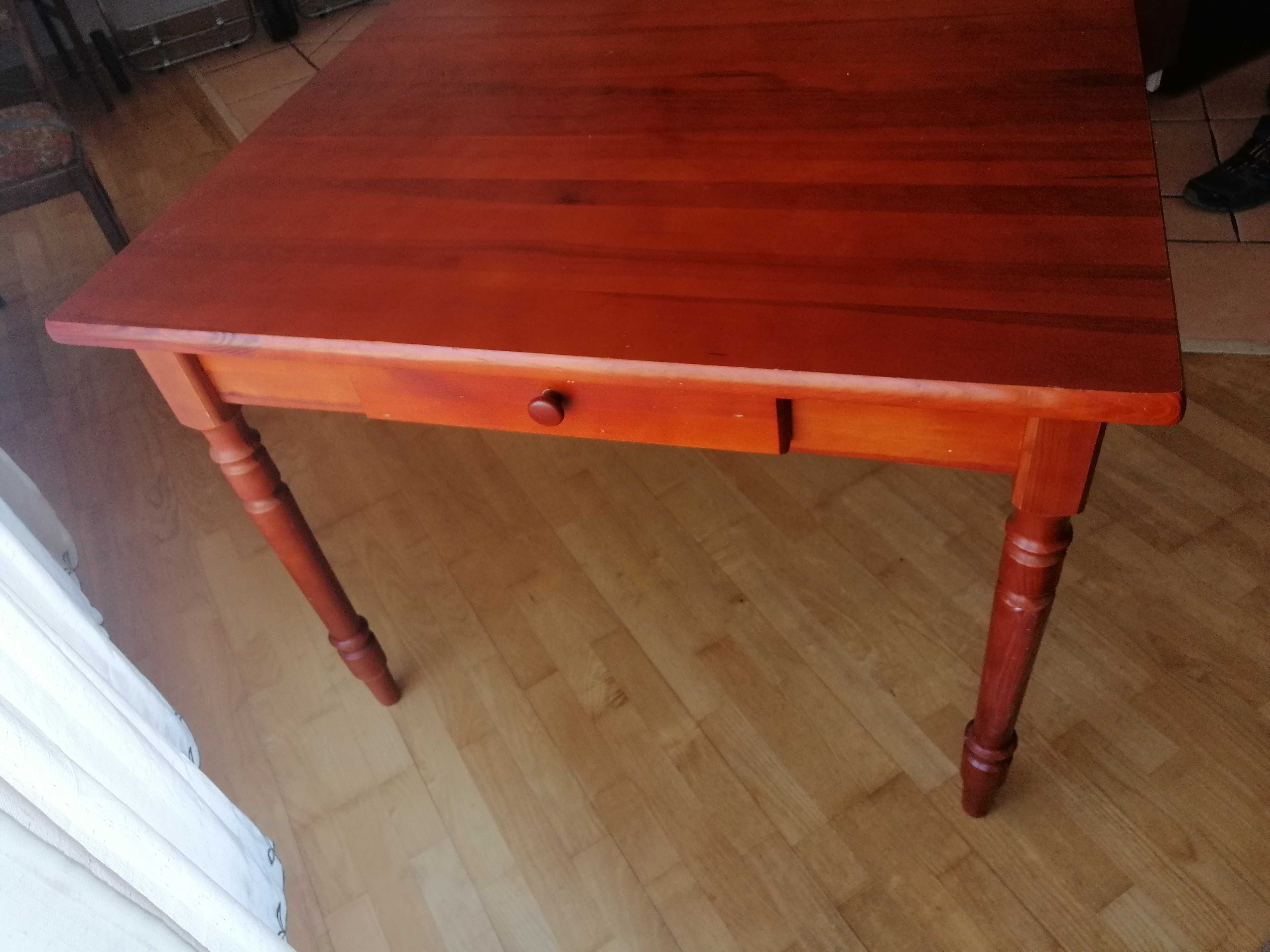 Stół drewniany z szufladą, retro, vintage, od stolarza, okazja!