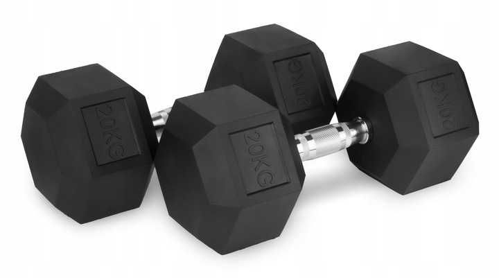 Hantle żeliwne HEX ogumowane 2,5kg - 40kg + stojaki do hantli GD