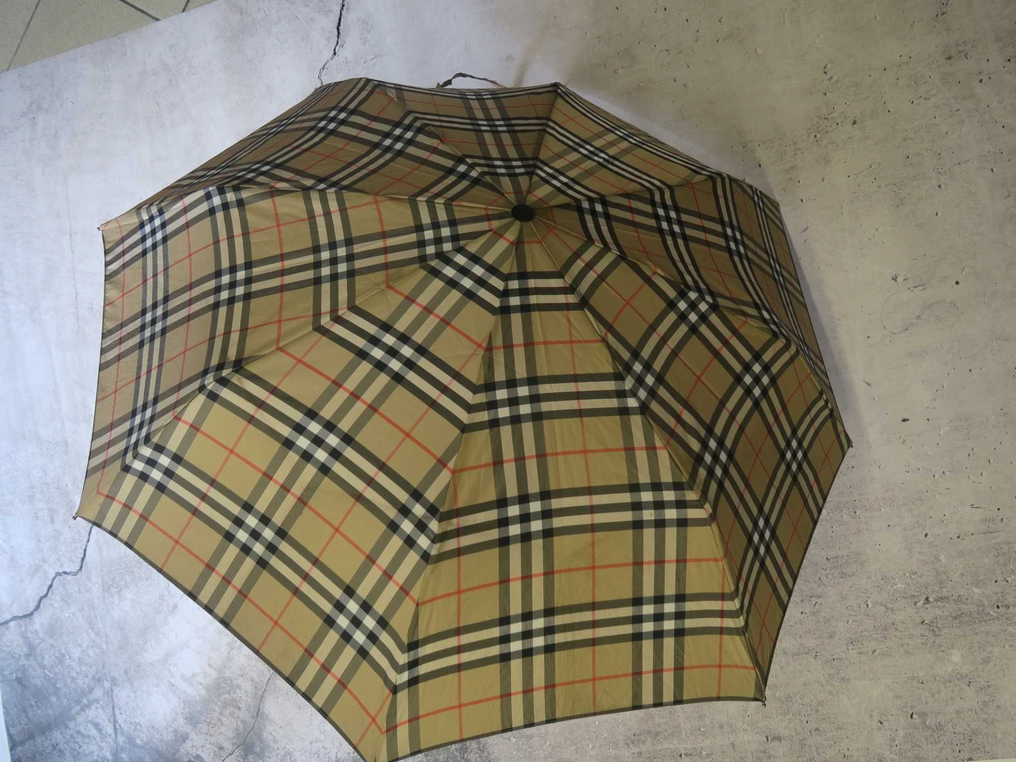 Burberry parasolka składana w patern kratę vintage