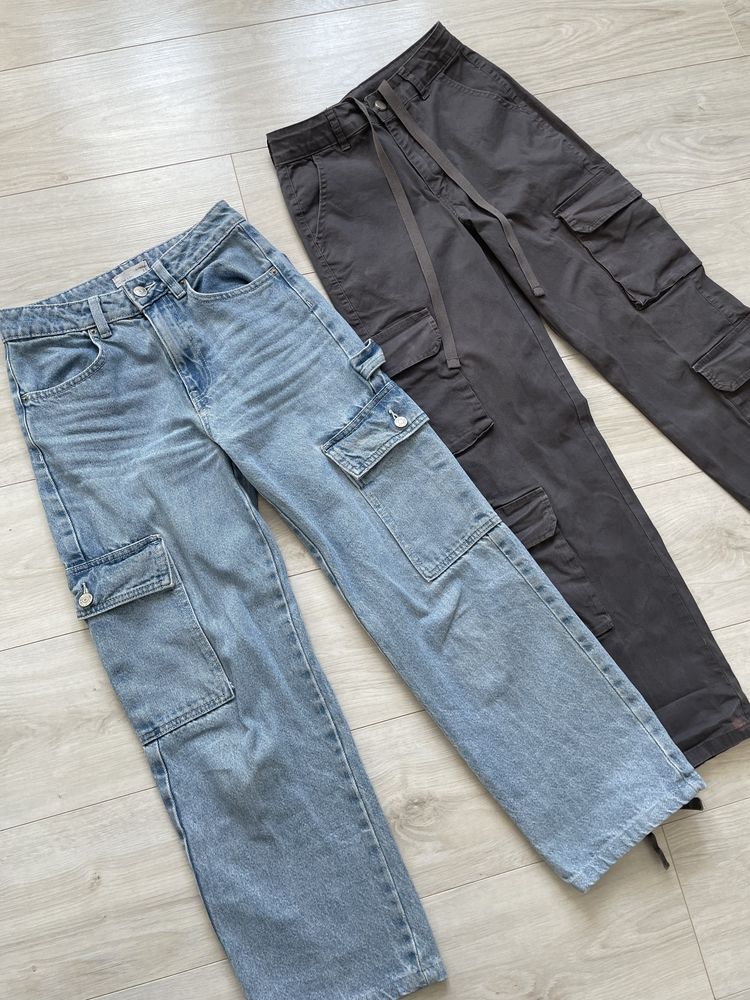 Spodnie, jeansy damskie  2 szt XS cargo, bojówki