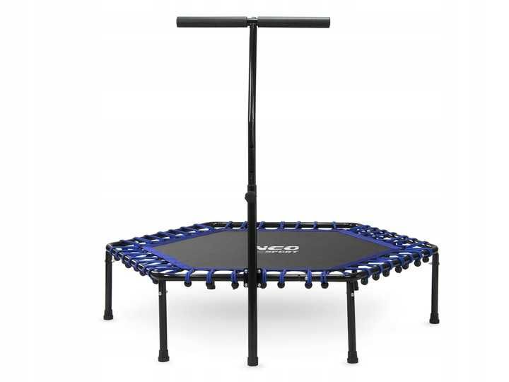 TRAMPOLINA FITNESS z uchwytem 127 CM SZEŚCIOKĄTNA niebieska solidna