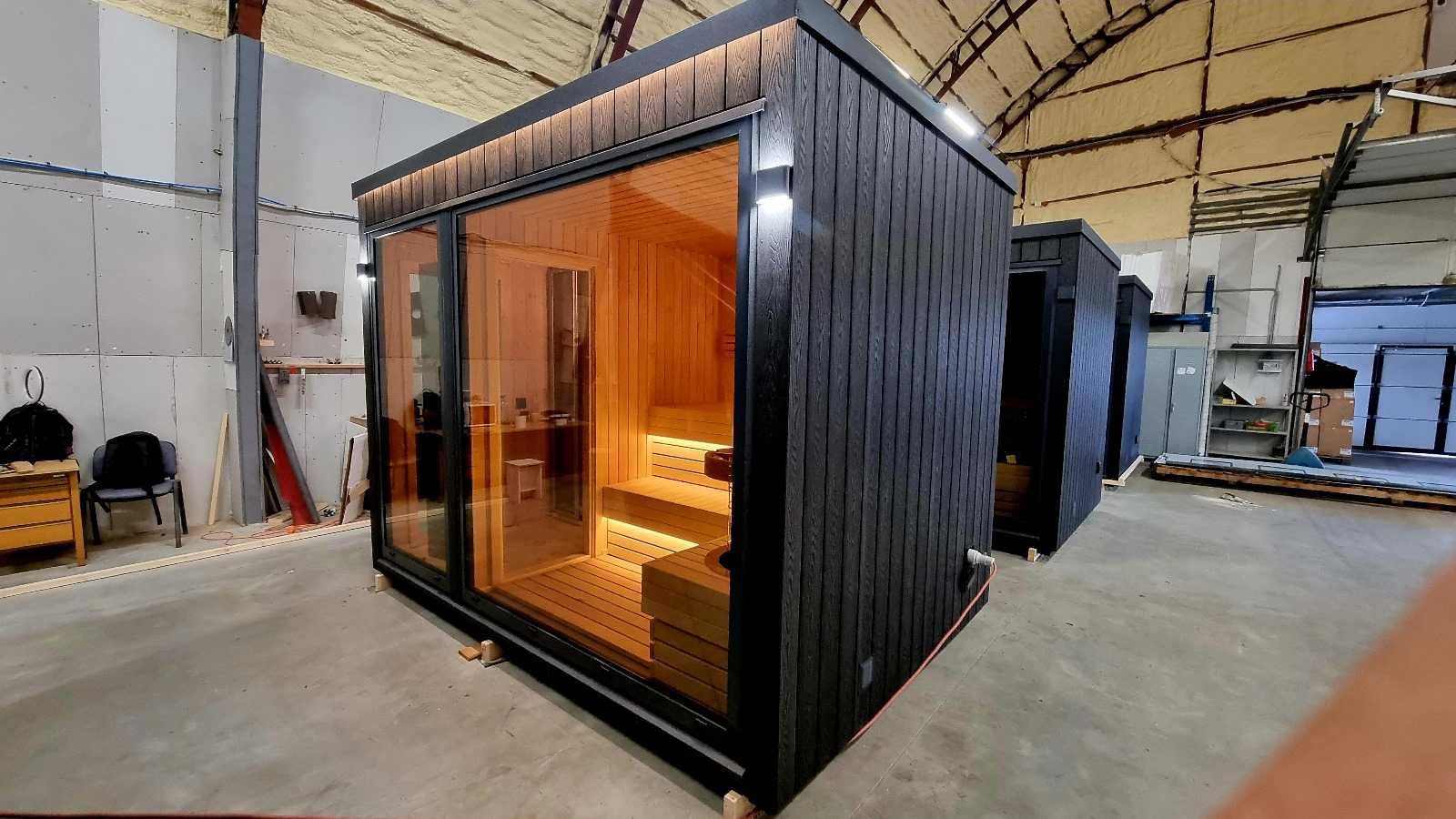Sauna Modułowa Kwadrat Piec elektryczny WIFI SPA Hot Tub WPC