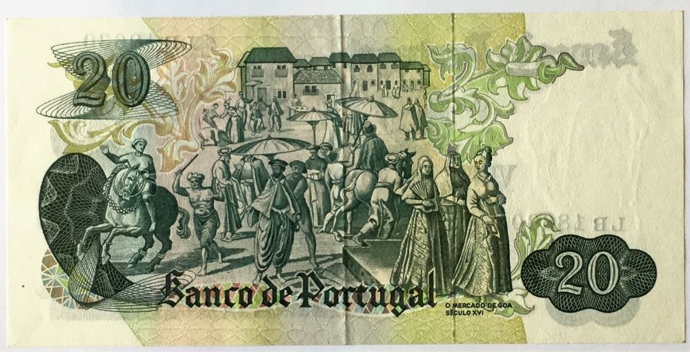 Nota 20 escudos UNC Portugal. Ch. 8 de 27/6/1971