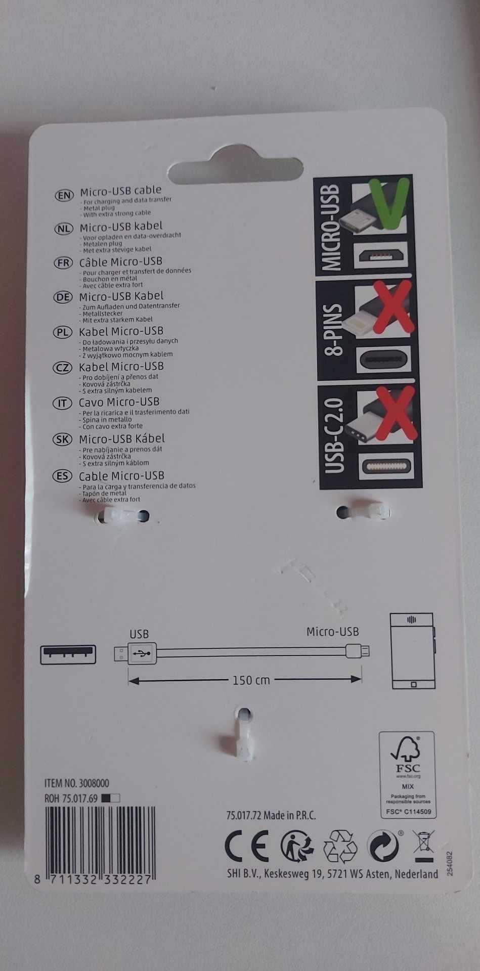 Kabel micro-USB 1,5 metra