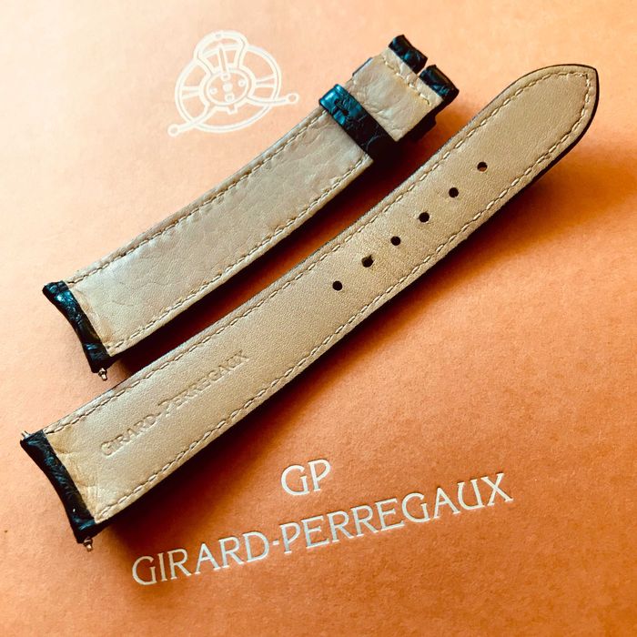 Correia bracelete Girard Perregaux NOVA pele crocodilo aligator preta
