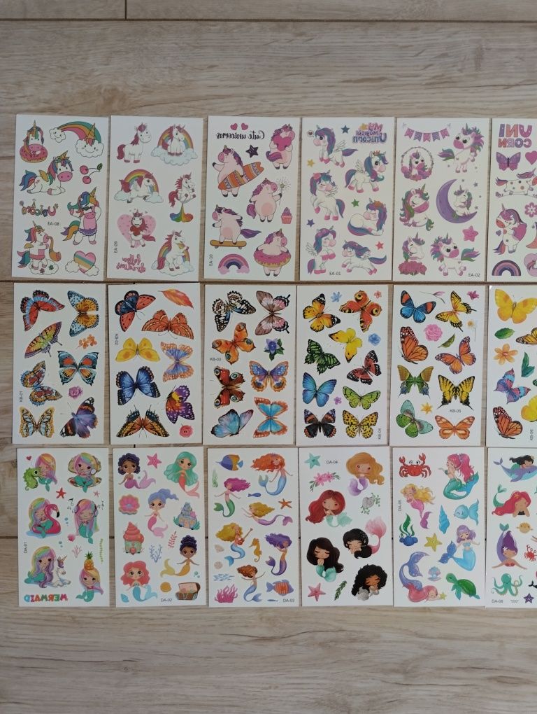30 szablonów tatuaży dla dziewczynki jednorożce motyle syrenki