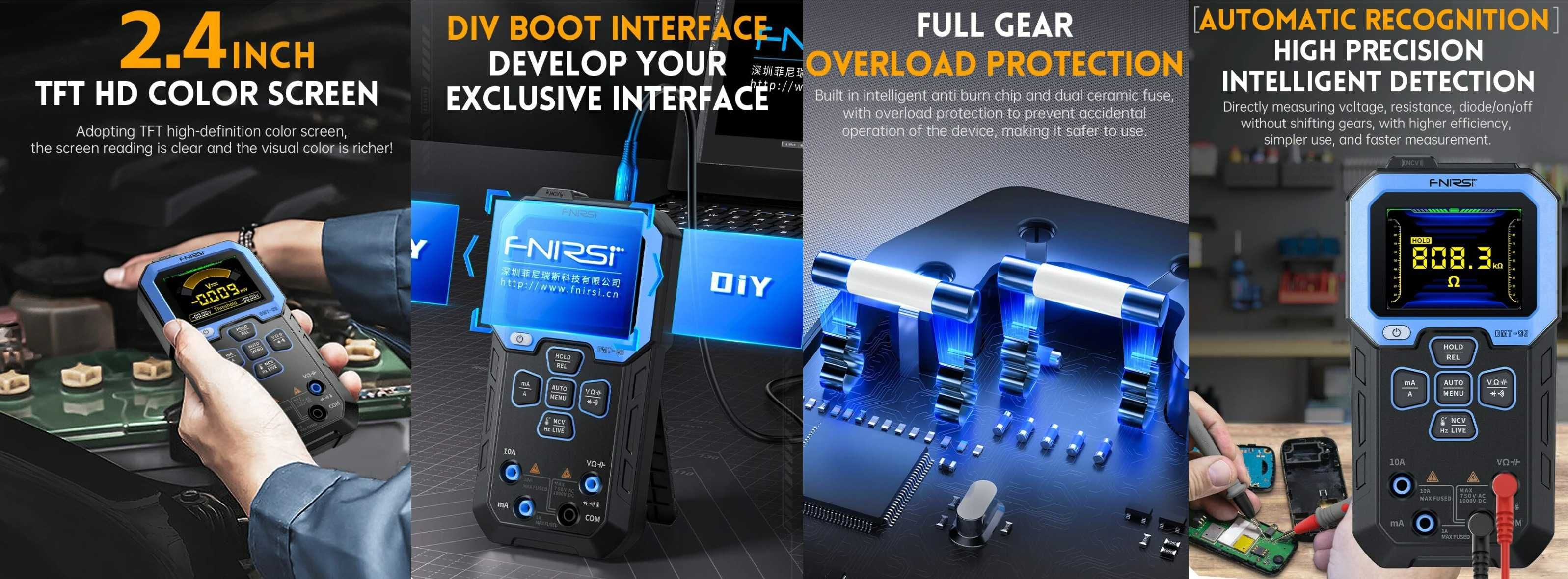 FNIRSI S1 и DMT-99 Smart тестер мультиметр NCV AC/DC R/C/D t/F, Li-Ion