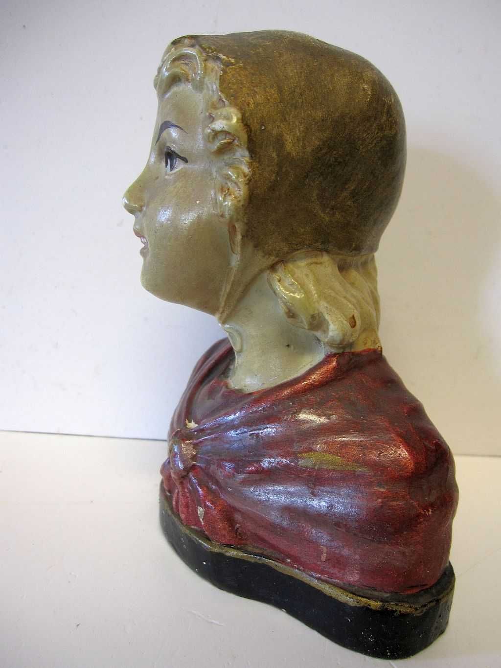 lindo antigo busto de menina em faiança portuguesa - não marcado