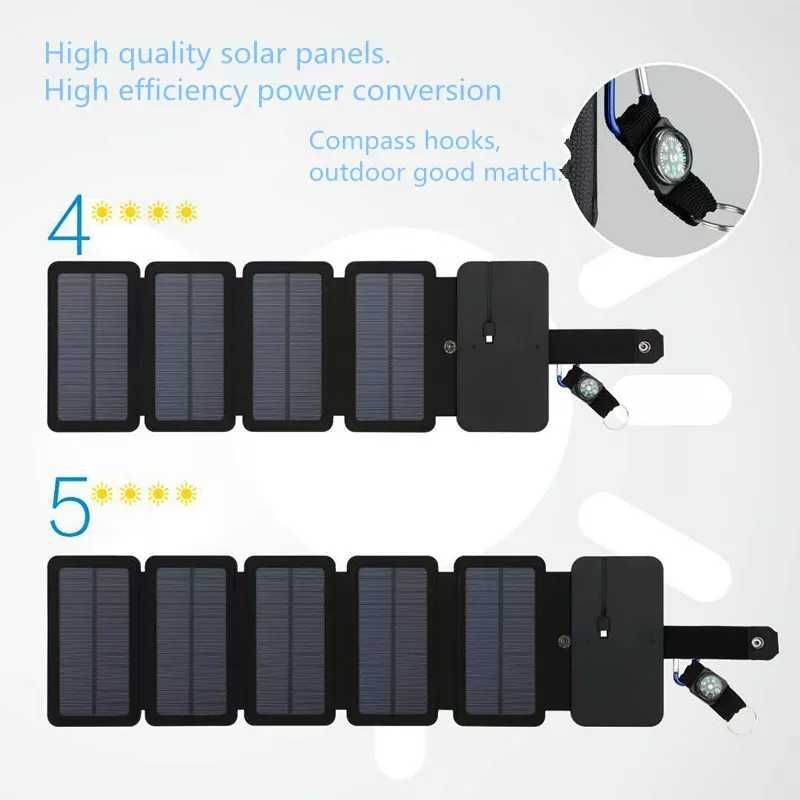Складная солнечная панель EcoFly-Power 4 и 5 панелей/Solar Power Bank