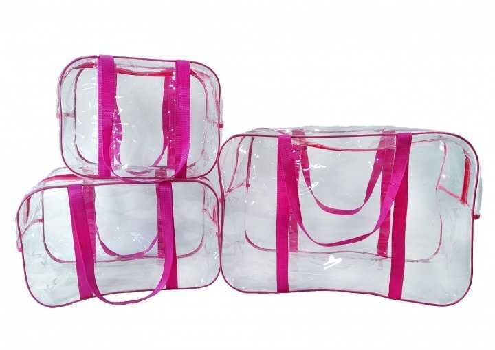 Набір з 3 прозорих сумок в пологовий  EcoNova Light різні кольори