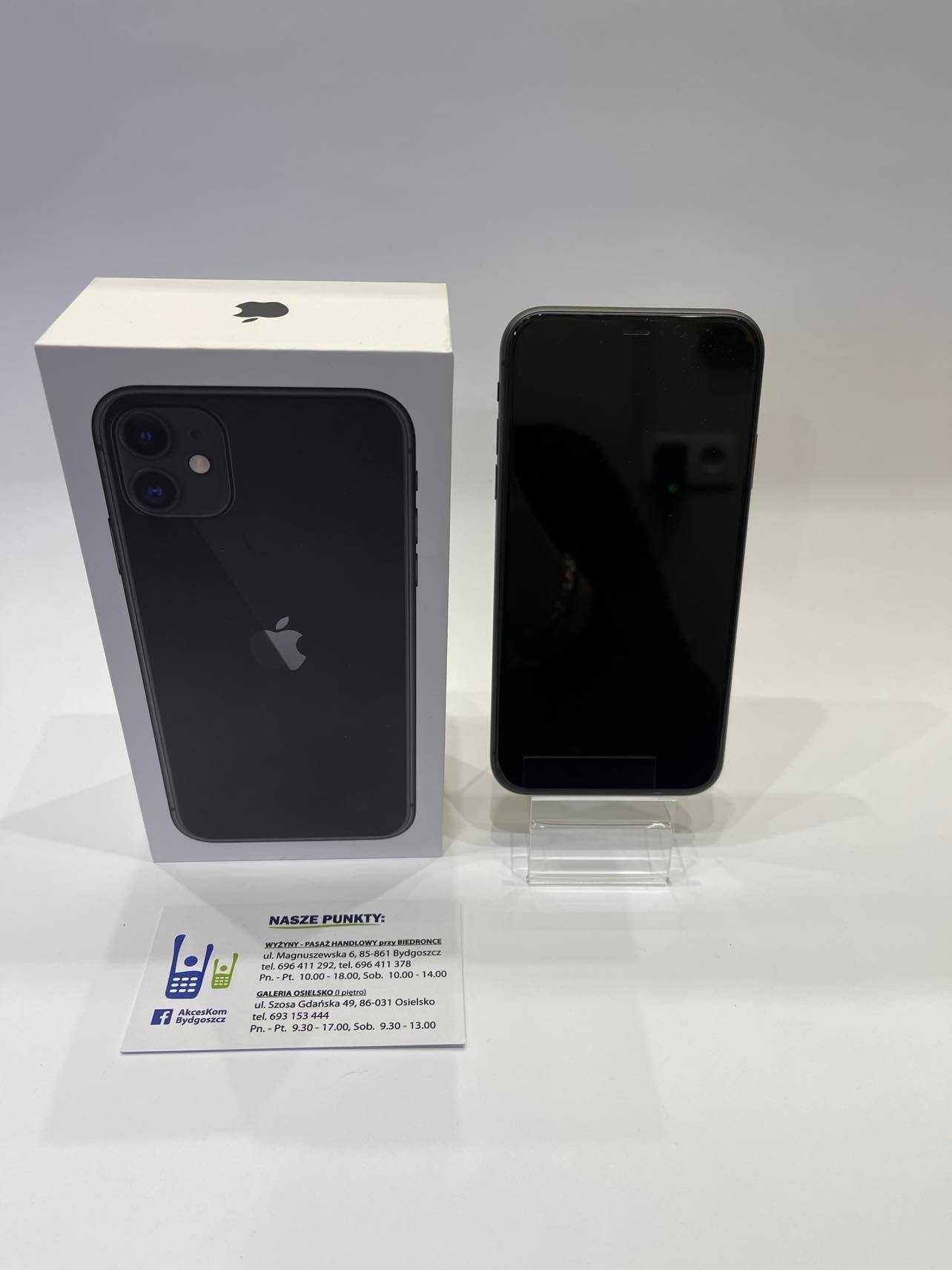 AKCES-KOM Iphone 11 64gb czarny  idealny 88% komplet sklep