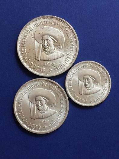 colecção Henriquina 1960 - 20, 10 e 5 escudos - prata