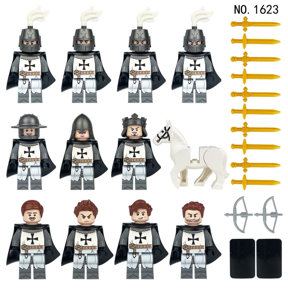 Zestaw figurek rycerzy Polacy Krzyżacy Grunwald 1410 klocki NIE LEGO
