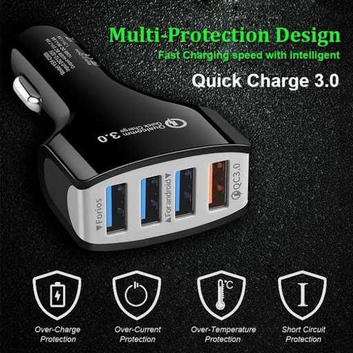 Carregador USB 1 e 4 portas QUICK CHARGE Isqueiro carro Android NOVO