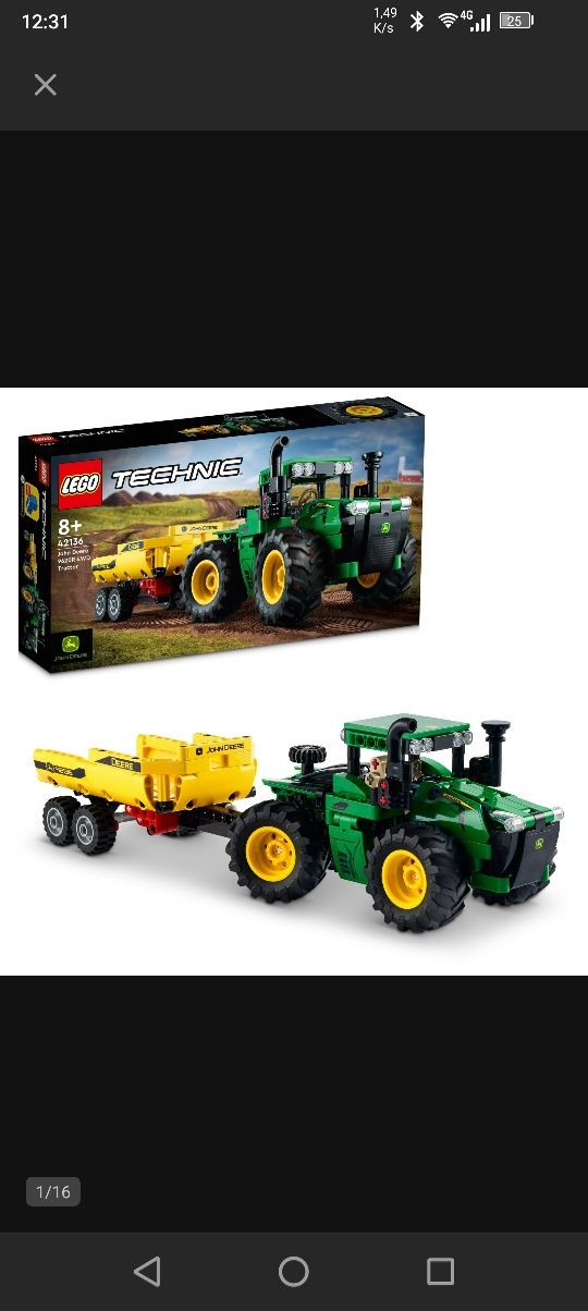 Lego technic traktor z przyczepą John Deere