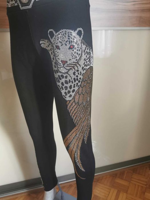 Leginsy Tatu z tygrysem z cyrkoniami srebrnymi