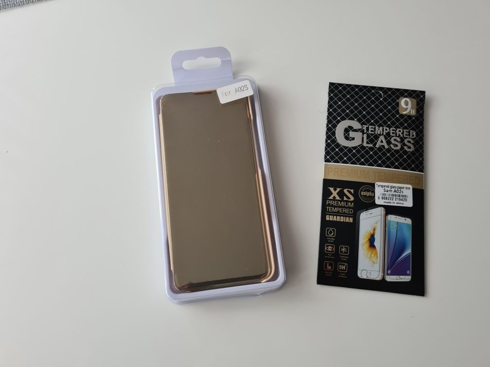 Etui, cover case Gold Samsung A02S + szkło hartowane gratis