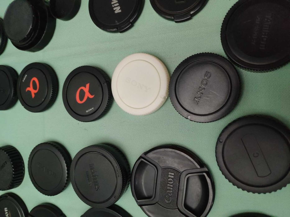 Tamps de máquinas e objetivas fotográficas Canon Nikon, Sigma Tamron,