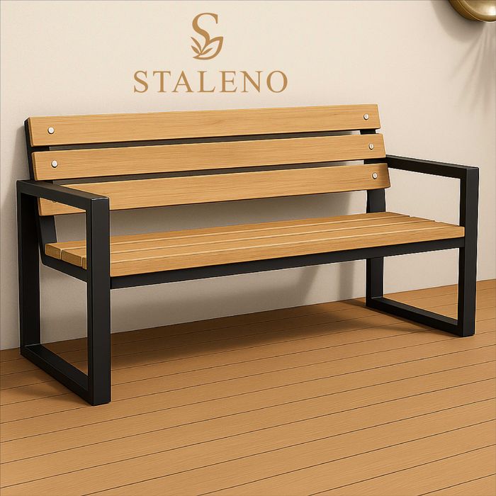 Zestaw loftowy PREMIUM • 2 ławki + stół • ręczna robota • steal + wood