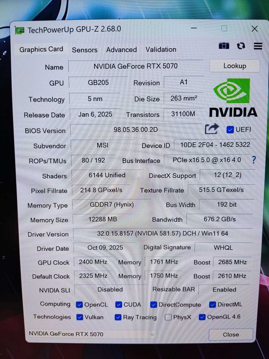 Відеокарта MSI GeForce RTX 5070 Gaming Trio White