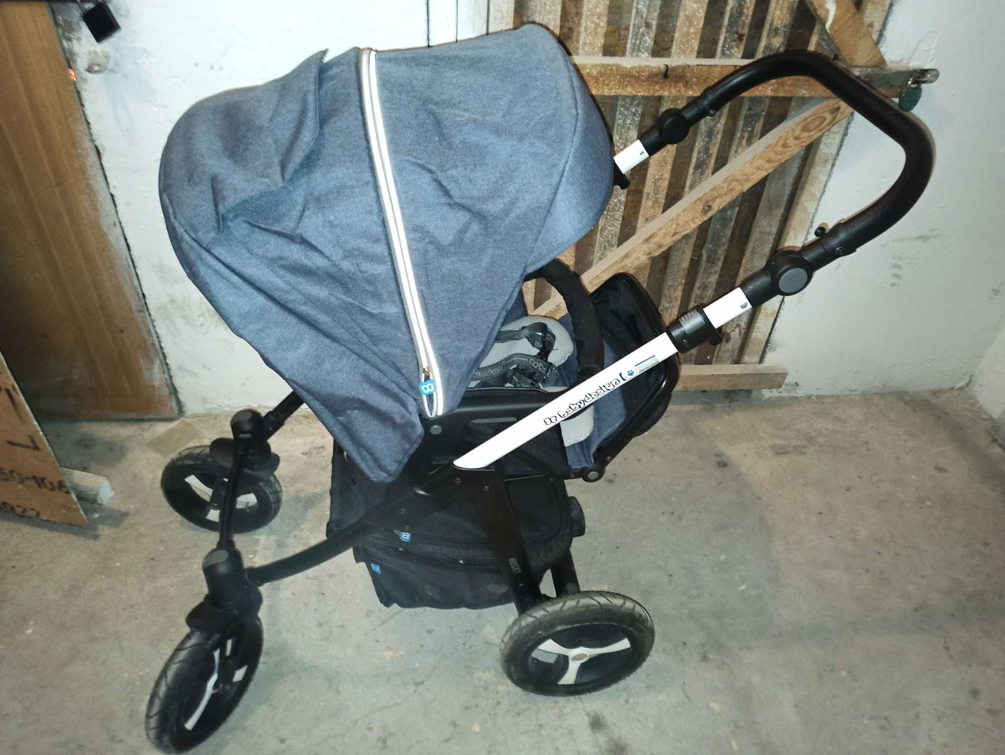 Wózek Baby Design HUSKY 2w1 gondola + spacerówka stan BDB pomp. koła