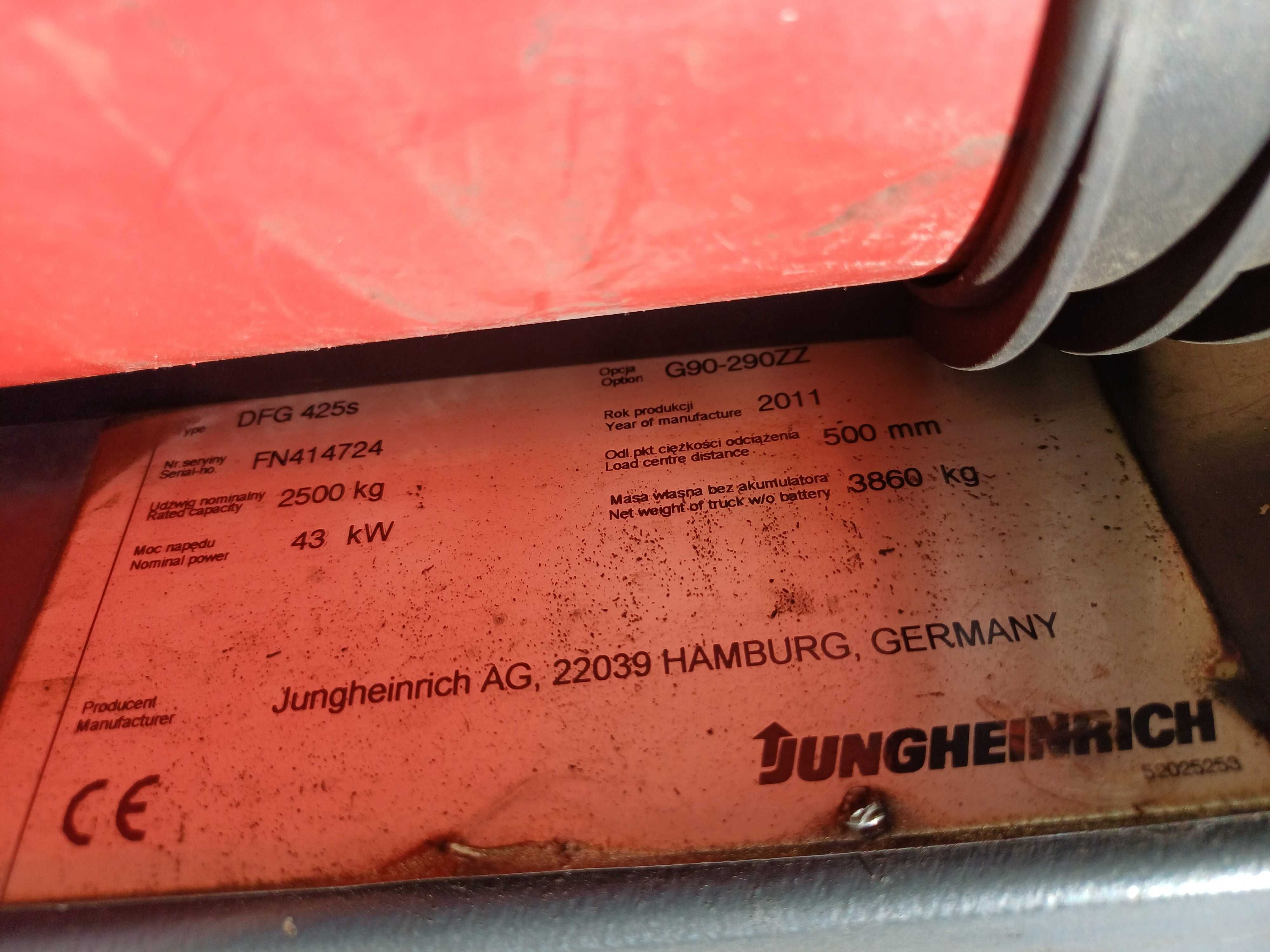 Wózek widłowy spalinowy JUNGEINRICH model DFG 425S, rok 2011